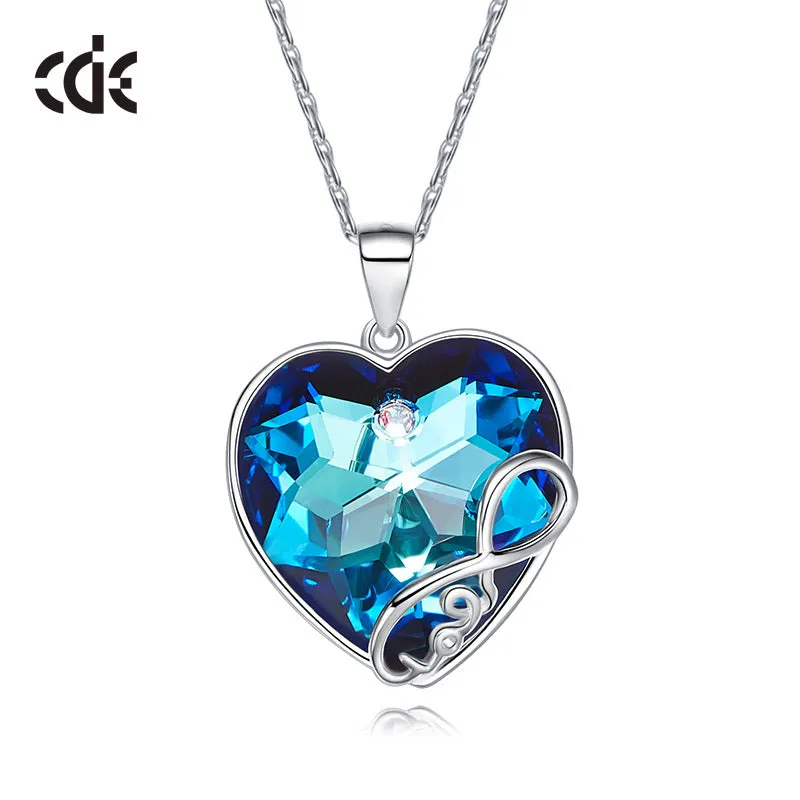 Sterling silver infinity love sapphire heart necklace