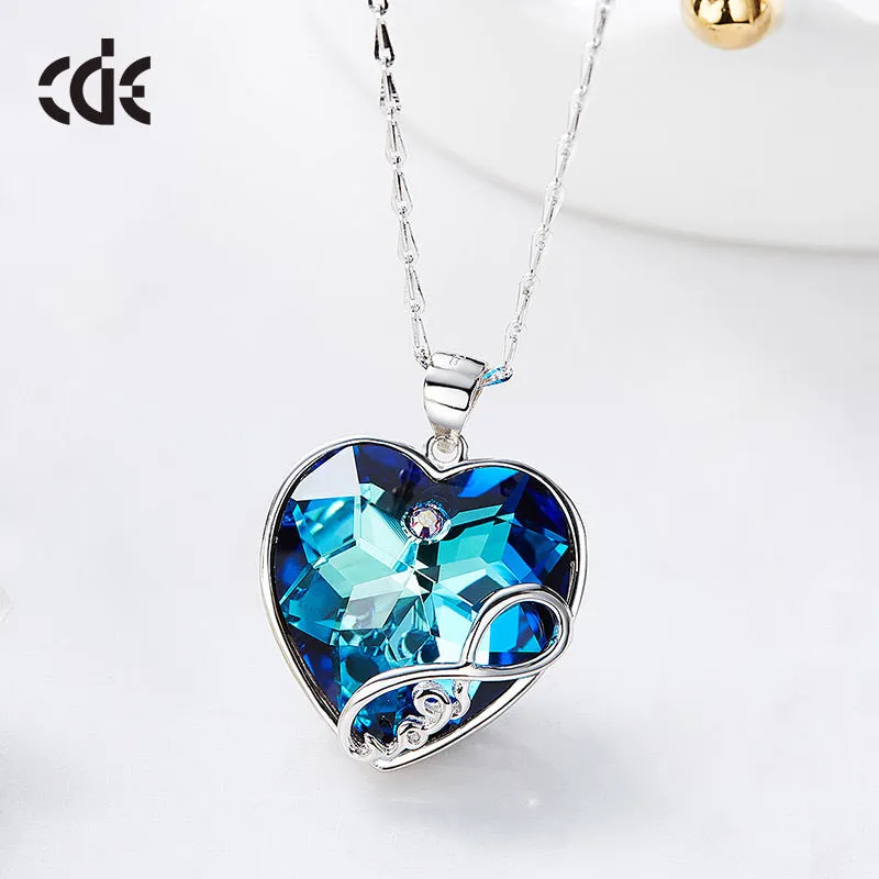 Sterling silver infinity love sapphire heart necklace