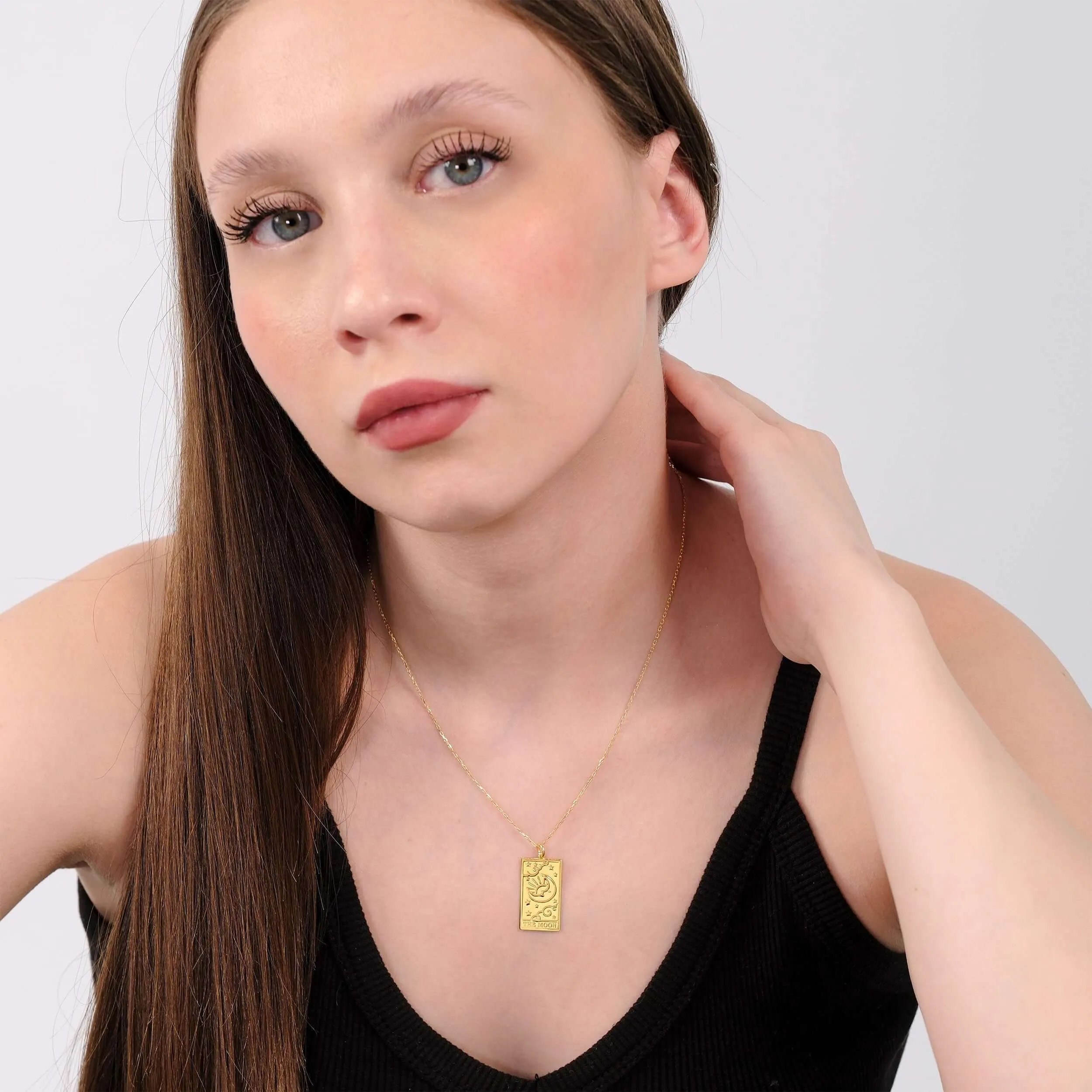 Tarot Card Necklace the Moon| 14K Gold Vermeil