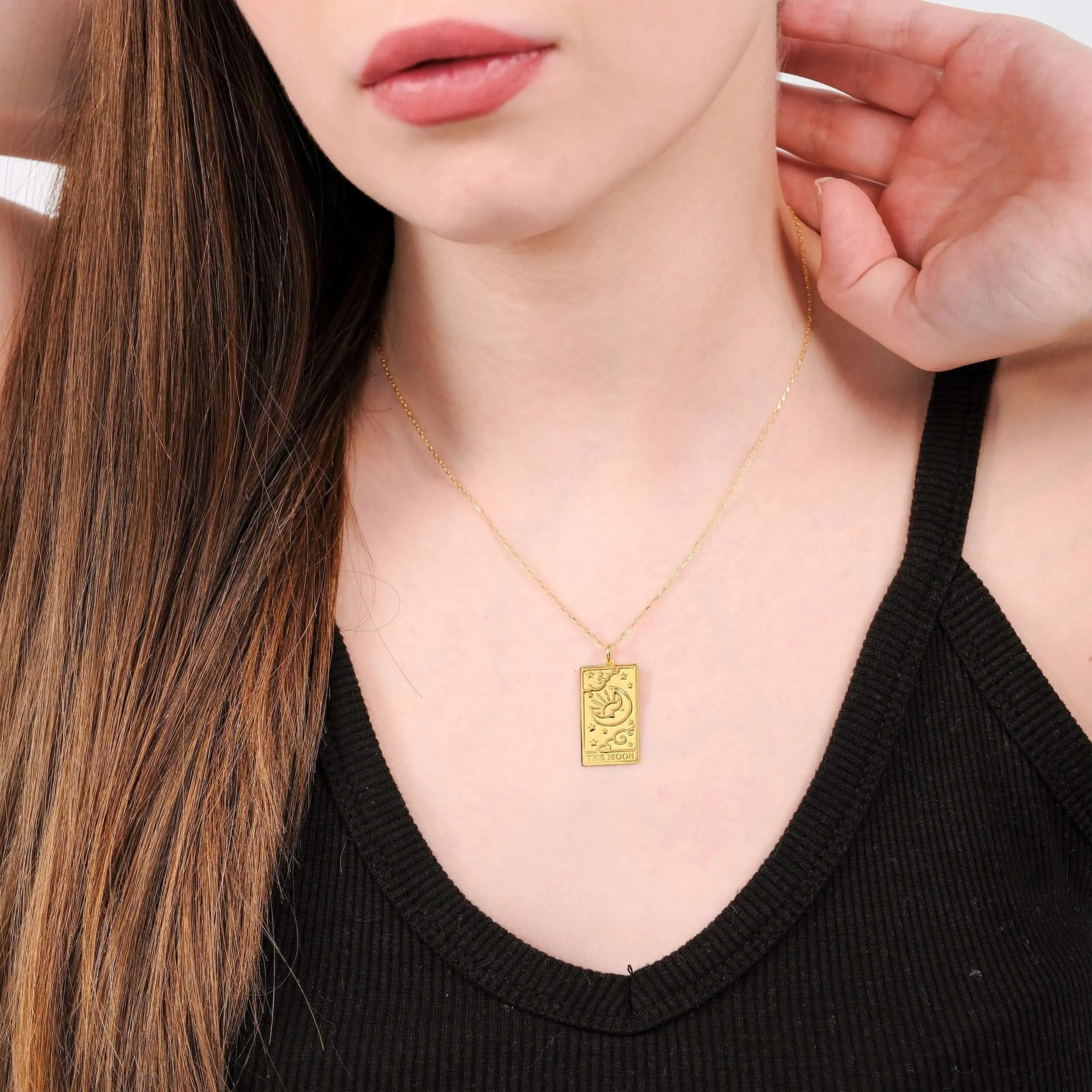 Tarot Card Necklace the Moon| 14K Gold Vermeil