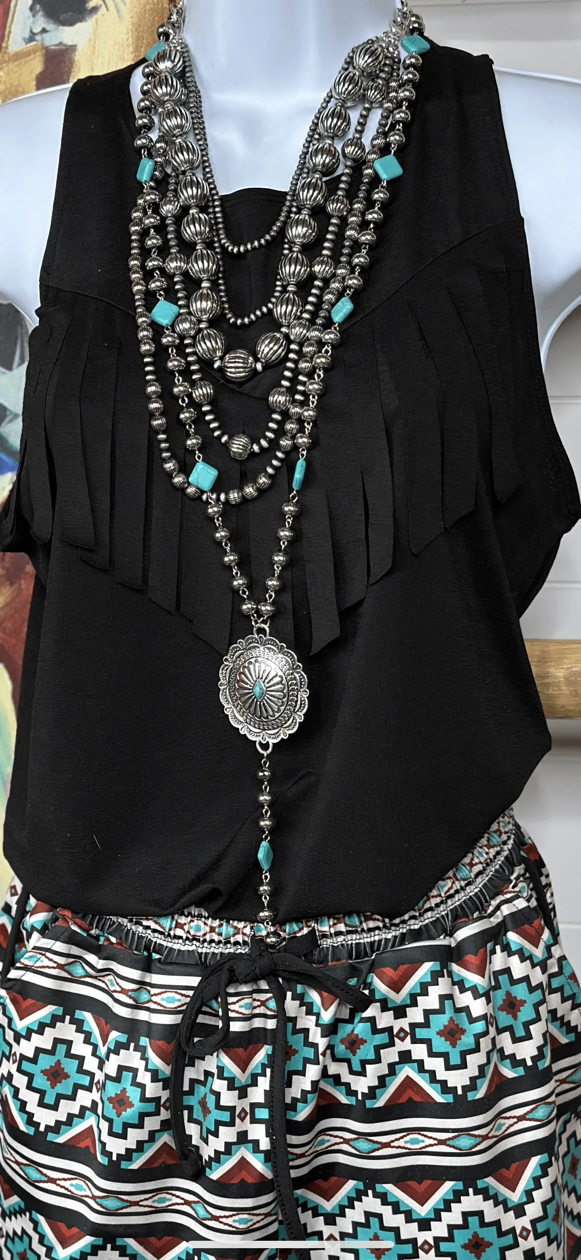 The Big Springs Turquoise Concho Necklace