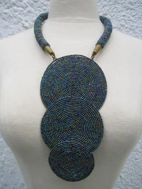 Triple Bound Large Tube Necklace Metallic Purple