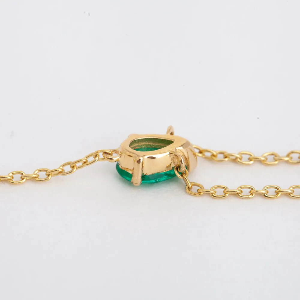 Triple Pear Emerald Lariat Necklace