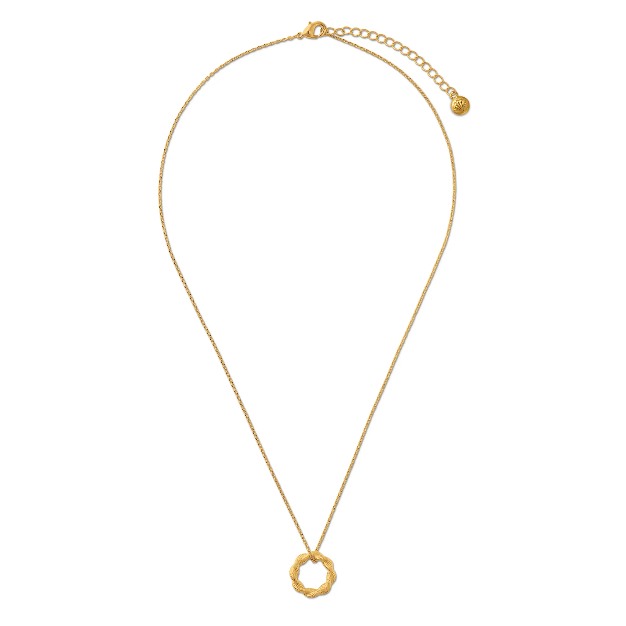 Twist Textured Open Circle Necklace - Gold