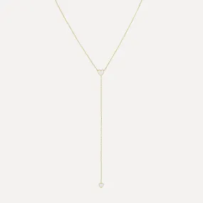 Two Enamel Hearts Lariat Necklace