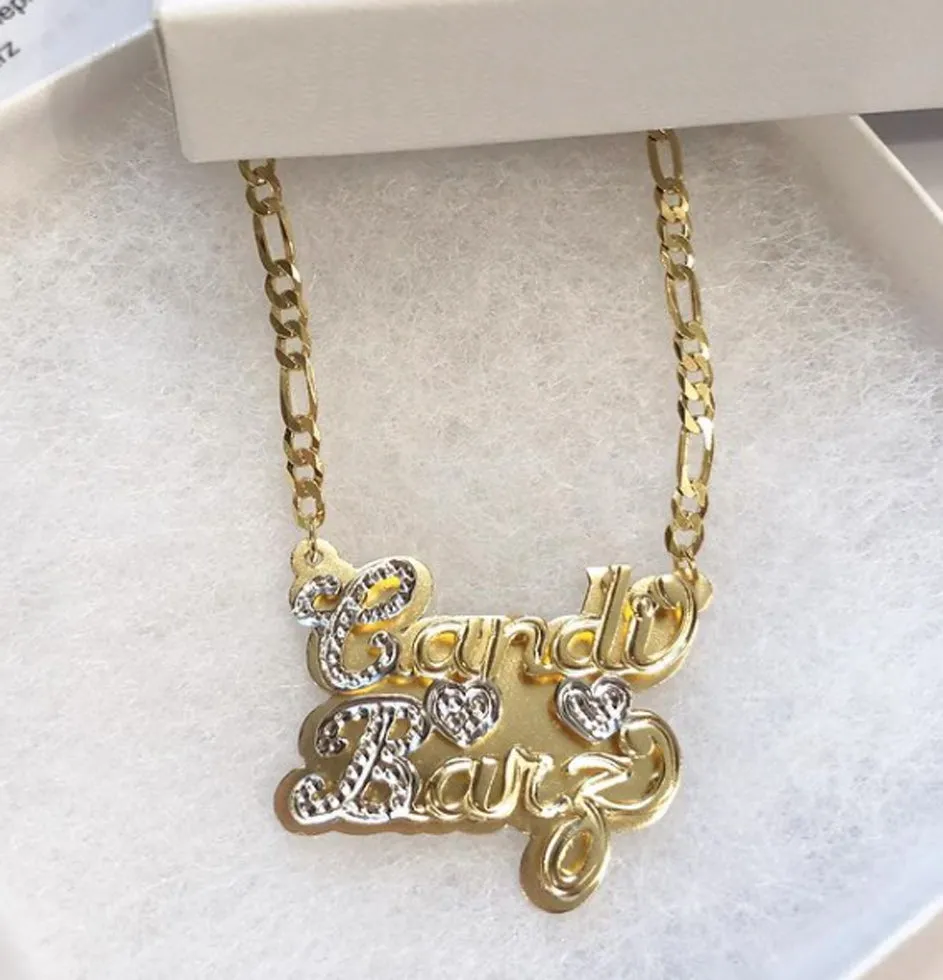 Two Name Double Plated Nameplate Necklace