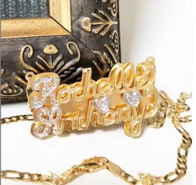 Two Name Double Plated Nameplate Necklace