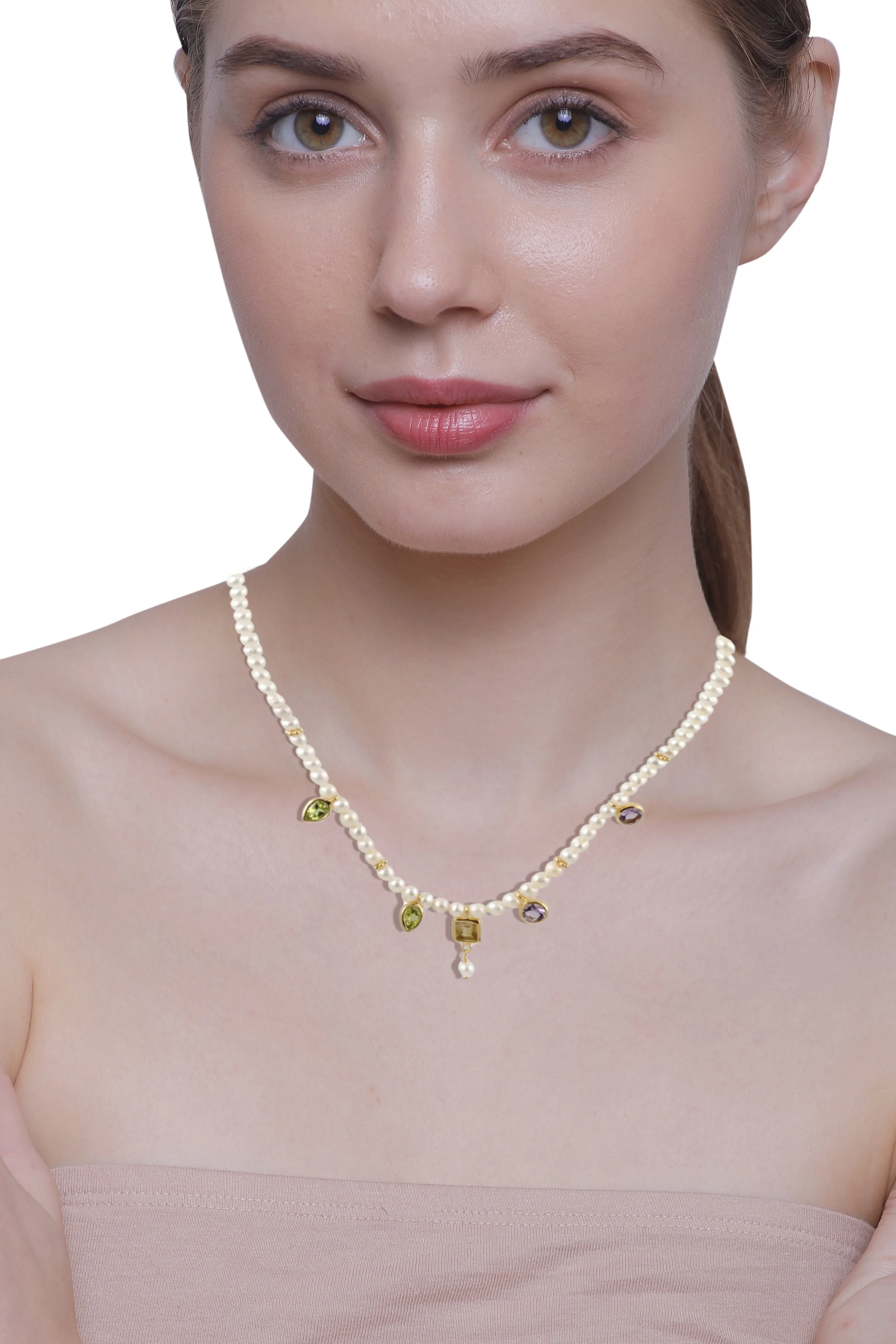 Vama | Motihaar Necklace | Metal-Sterling Silver | Stone: Pearl | Finish-Shiny