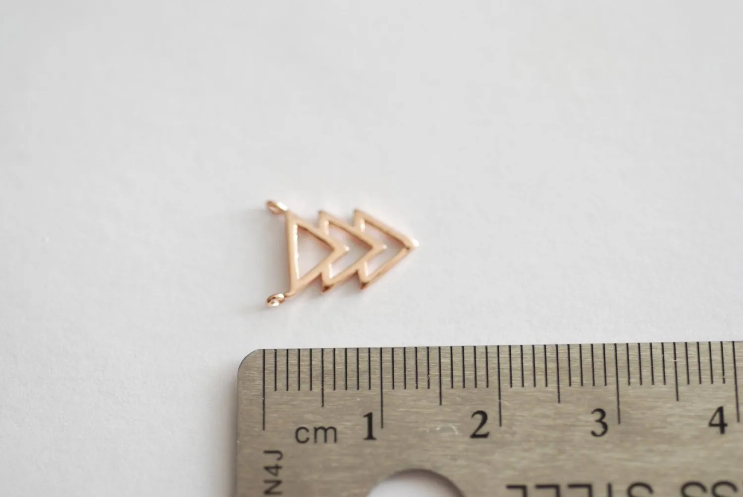 Vermeil Rose Gold Triangle Connector- 18k Gold plated over Sterling Silver Chevron Triangle Charm, Gold Arrow Charm, Rose gold Triangle, 93