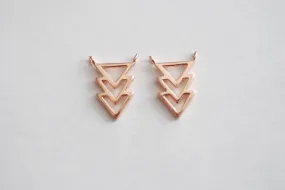 Vermeil Rose Gold Triangle Connector- 18k Gold plated over Sterling Silver Chevron Triangle Charm, Gold Arrow Charm, Rose gold Triangle, 93