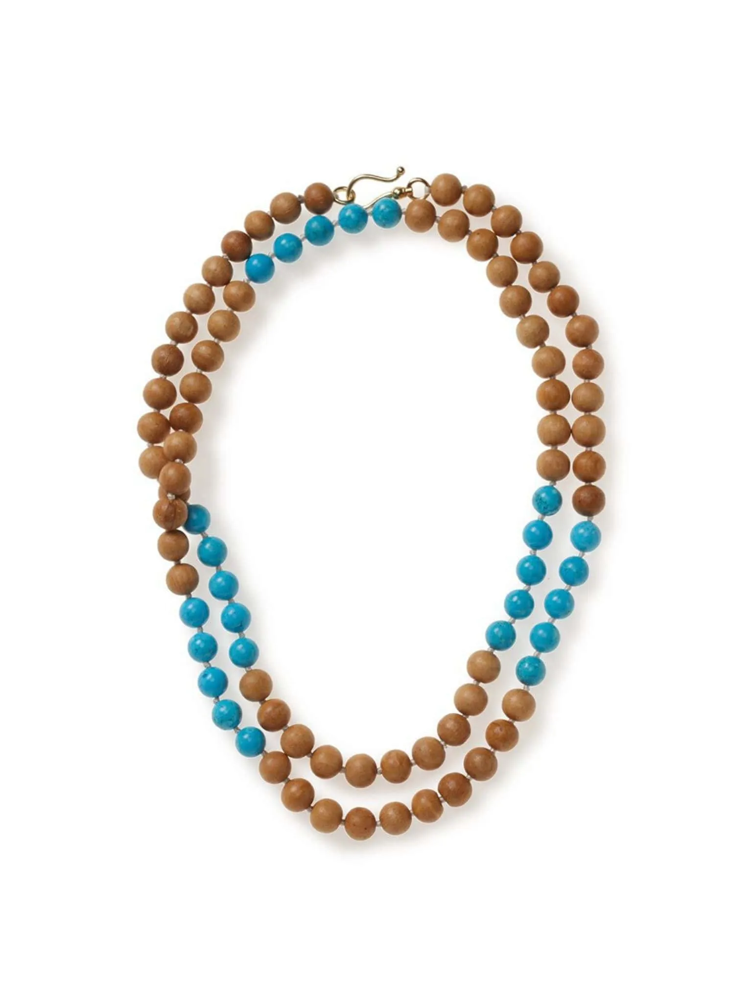 Walnut Wood and Turquoise Necklace