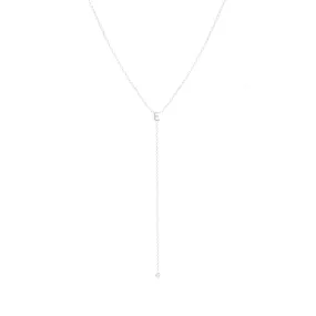 White Gold Lariat Single Initial Necklace