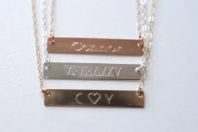 Wholesale Personalized Gold Bar Necklace / Gold Filled Name Plate Necklace / Delicate Layering Custom Gold Bar Necklace / Hand Stamped