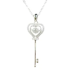 Yolette Diamond Key Heart Necklace